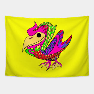 the pelican in cute rainbow pattern style ecopop Tapestry