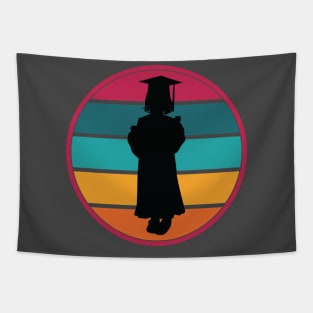 Graduation Girl Child Female Cap Gown Retro Background Tapestry