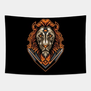 Lion cyborg illustration Tapestry