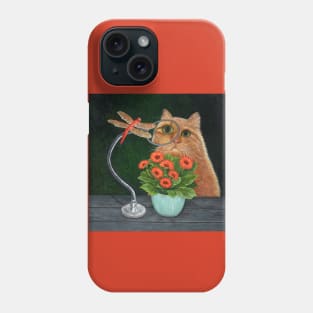 Orange Cat and Dragonfly Phone Case