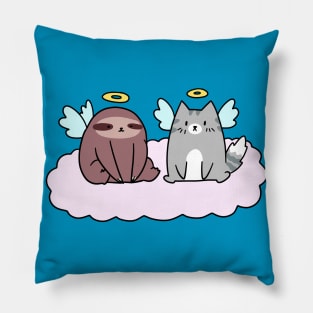 Sloth and Cat Angels Pillow