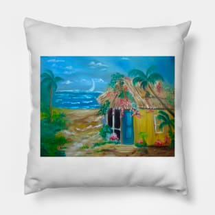 Path to the Beach Little Grass Shack Pillow