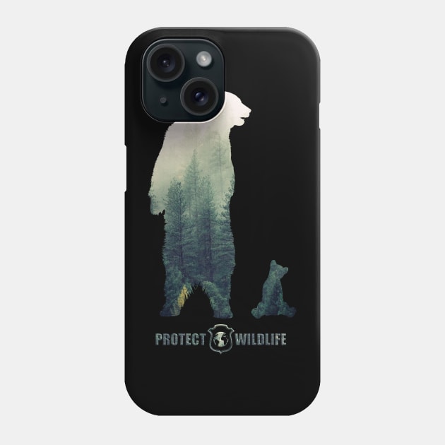 Protect Wildlife - Nature - Bear with Cub Silhouette Phone Case by JTYDesigns