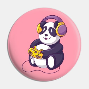 Cute Panda Playing Video Games - Funny Animals Pin