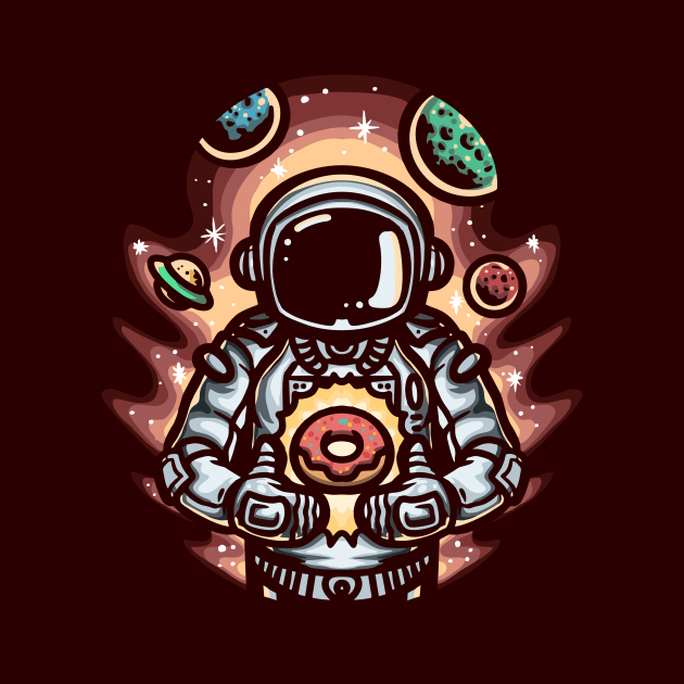 Astronaut with Donut Illustration by SLAG_Creative