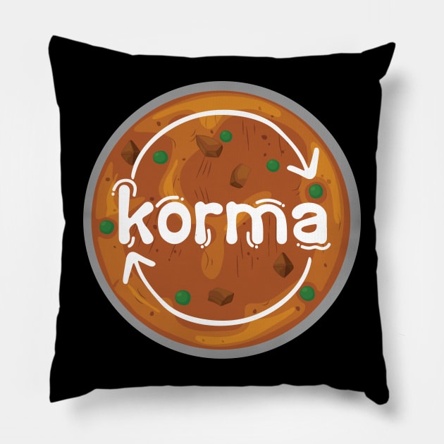 Instant Korma or Instant Karma Funny India Pakistan Food design Pillow by alltheprints