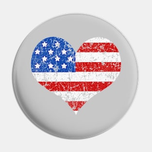 American Flag Heart Distressed Pin