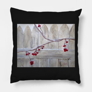 Winter Berries Watercolor Pillow