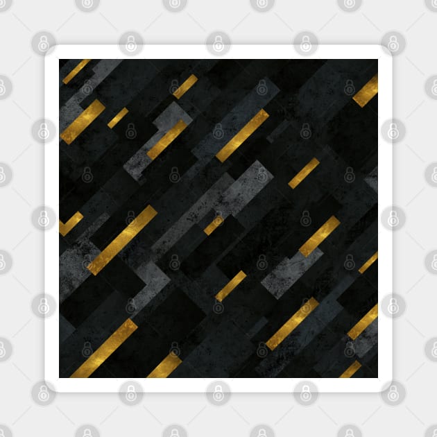 Golden Shooting Stars at Night - Abstract Charcoal Pattern Magnet by Ambience Art