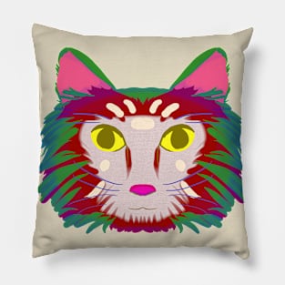 Cat Head Design Version 2 (red-green) Pillow