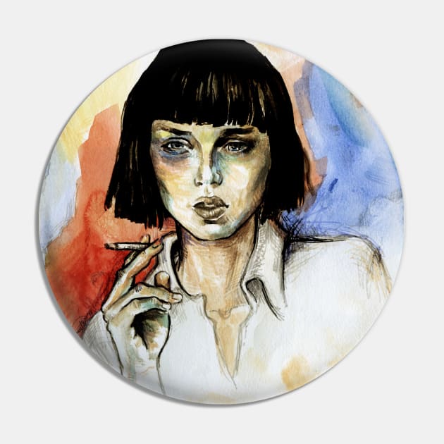 Woman smoking Pin by FanitsaArt