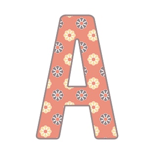 MONOGRAM LETTER A PINK FLORAL TYPOGRAPHY DESIGN T-Shirt