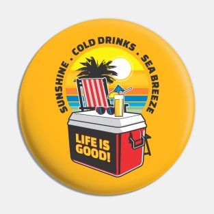 Sunshine Cold Drink Beach Vacation Pin