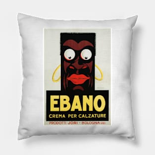 EBANO Leather Shoe Polish Cream Vintage Italian Art Deco Advertising Pillow