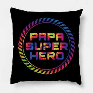 Papa superhero rainbow circle Pillow