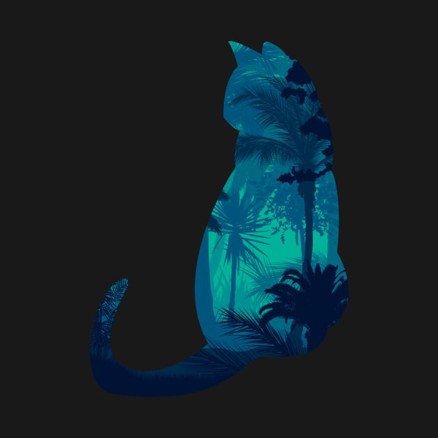 Cat by Night with Palms by jumpingmaster