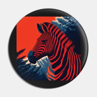 Zebra in Orange and Blue Pin