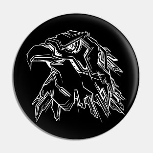 Badass Cyberpunk Eagle Mecha (white lineart) Pin