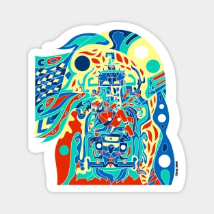 señor pakal the mayan crimson astronaut in space pattern Magnet