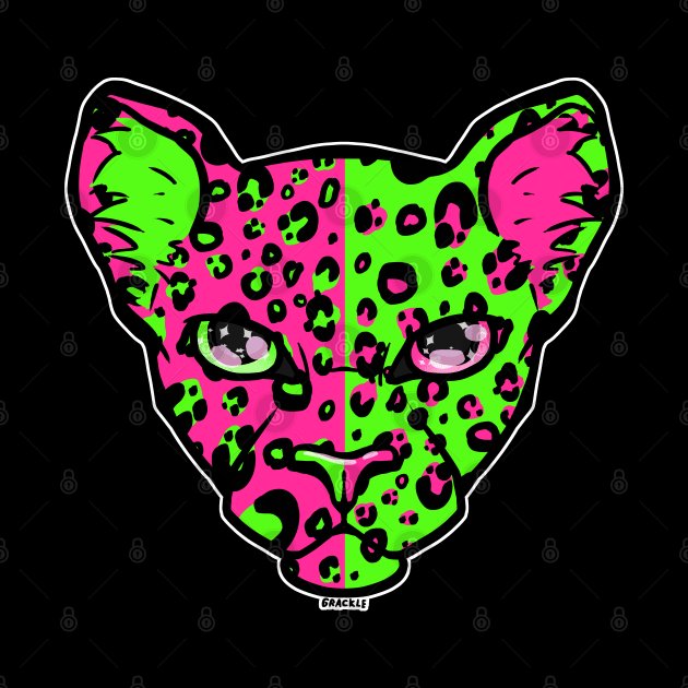 Pink and Green Split Leopard by Jan Grackle