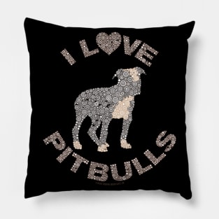 I LOVE PITBULLS Dog Lover Circle Design Pillow