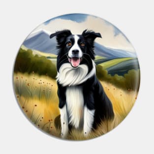 Border Collie in the Countryside Pin