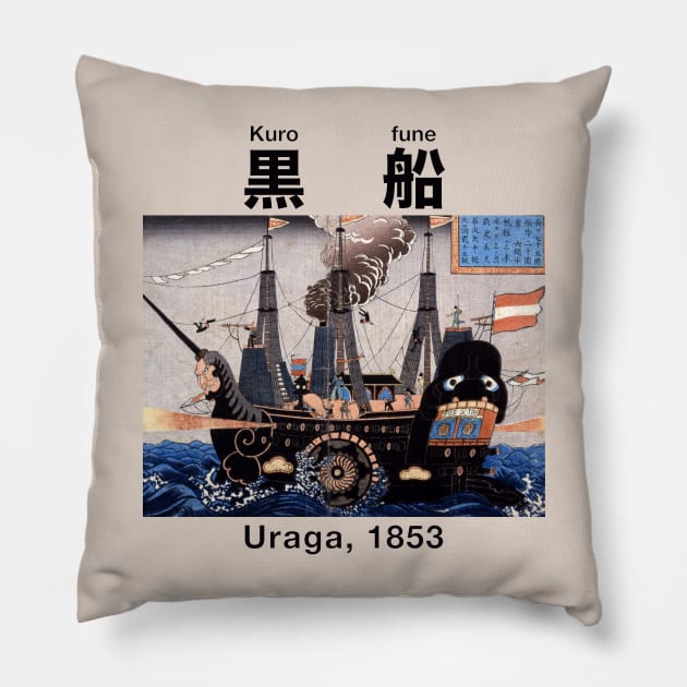 Kurofune (Black Ships): Uraga, 1853 Pillow by MrK Shirts