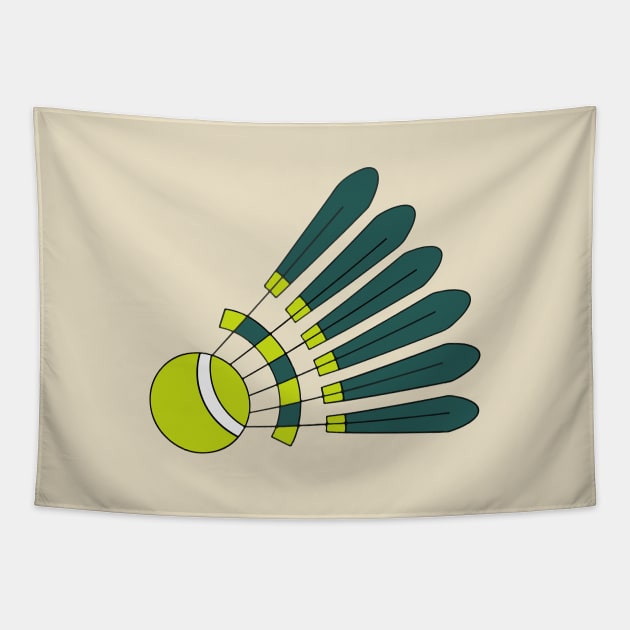 Feathered Badminton Shuttlecock (Green) Racquet Badminton Asian Sport Tapestry by Mochabonk