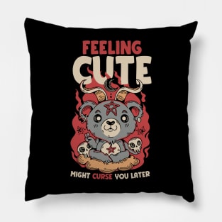 Feeling might might curse you later Funny Baphomet Kawaii Pillow