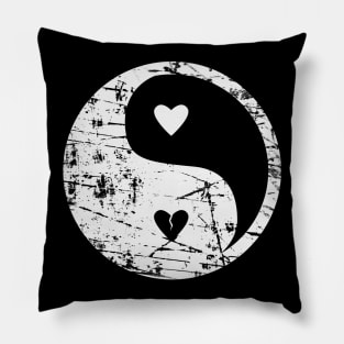 Yin Yang Hearts white Pillow