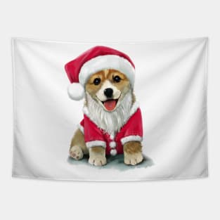 Puppy dog in Santa Claus costume Tapestry