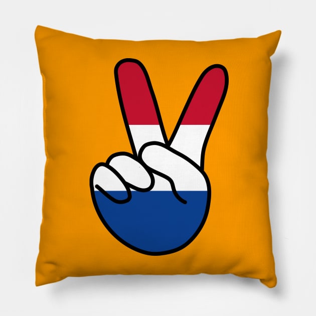 Netherlands Flag V Sign Pillow by DiegoCarvalho