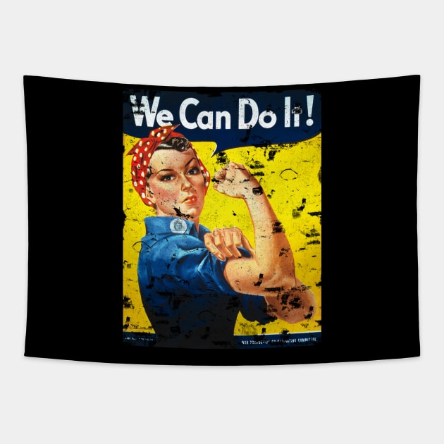 We Can Do It! Rosie the Riveter WWII Vintage Poster Design Tapestry by DesignedForFlight
