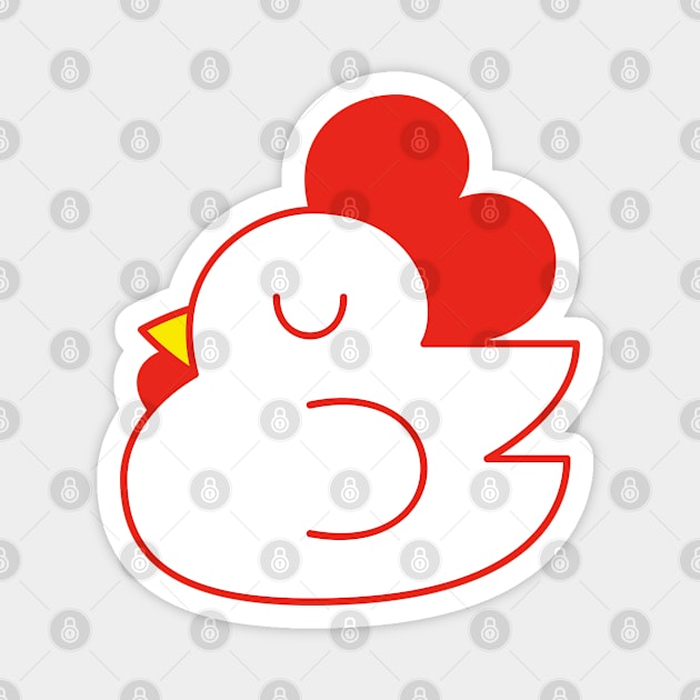 Cute Sleepy Chicken Illustration Magnet by wombatbiscuits