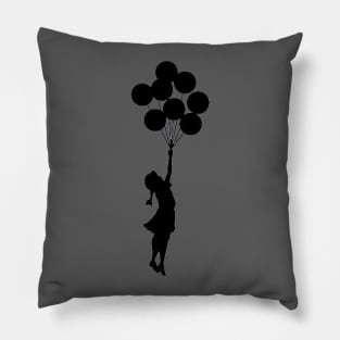 Banksy Girl Floating Away With Balloons Pillow