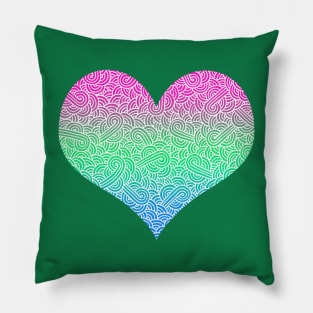 Ombré polysexuality colours and white swirls doodles heart Pillow