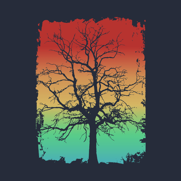 Mighty Tree Silhouette Rainbow Gradient by PallKris