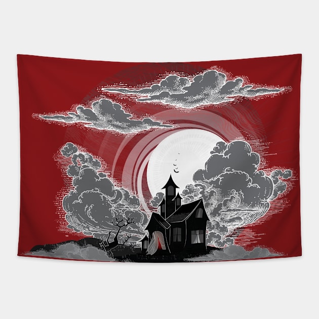 Spooky House Tapestry by BeCreativeHere