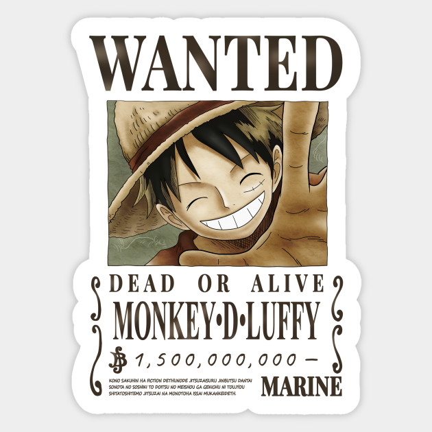 Monkey D Luffy Wanted Poster One Piece Sticker Teepublic