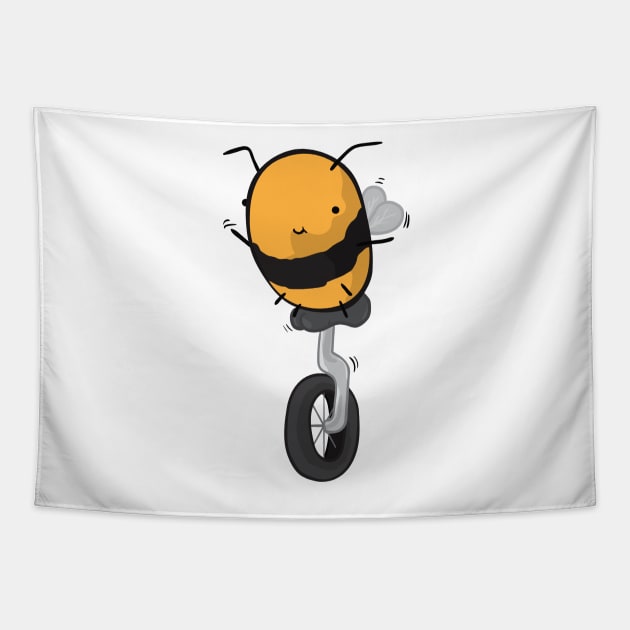 Bee on a unicycle Tapestry by PandaSiege