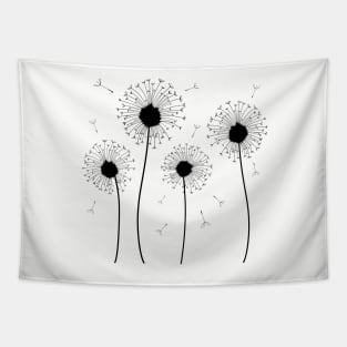 Black Dandelion Pattern Tapestry