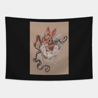 Angel Bunny (with harp and halo) Tapestry