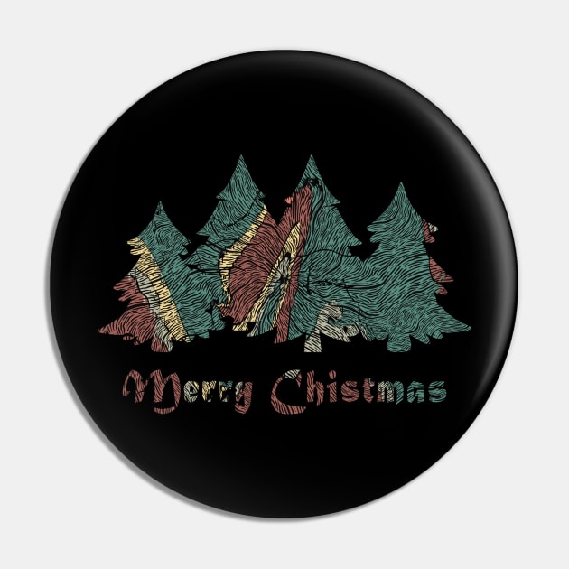 Chirstmas Pattern Tree Line Art Drawing Pin by Merchsides