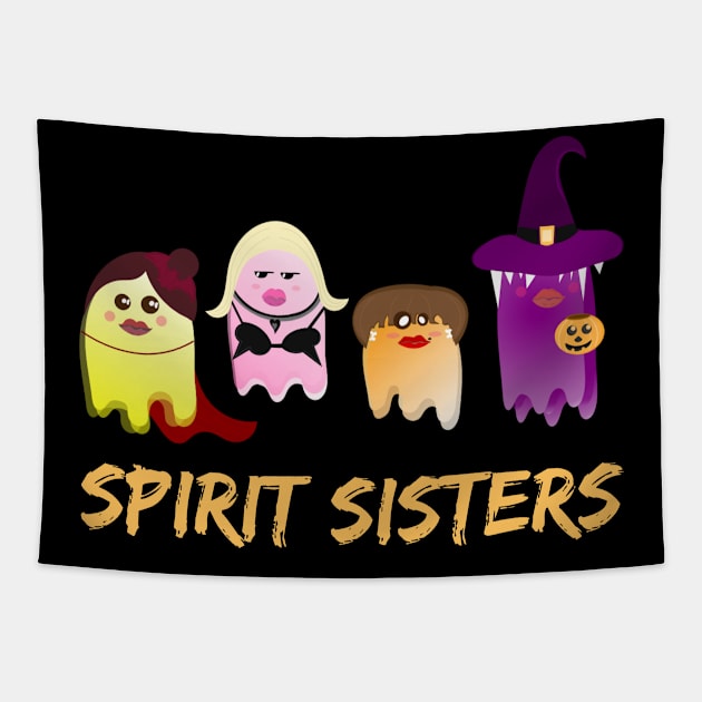 Halloween Spirit Sisters 2021 Tapestry by ttyaythings