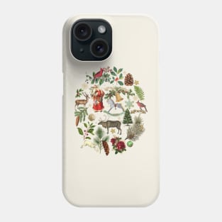 Winter Holidays Vintage Illustrations Collage Phone Case