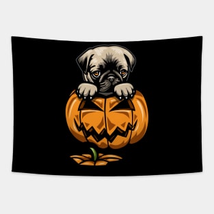 Cute Pug Pumpkin Tapestry