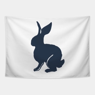 rabbits in the vegetable garden dark blue Tapestry