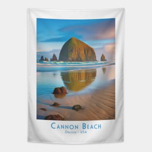 Vintage Retro Cannon Beach Oregon Tapestry