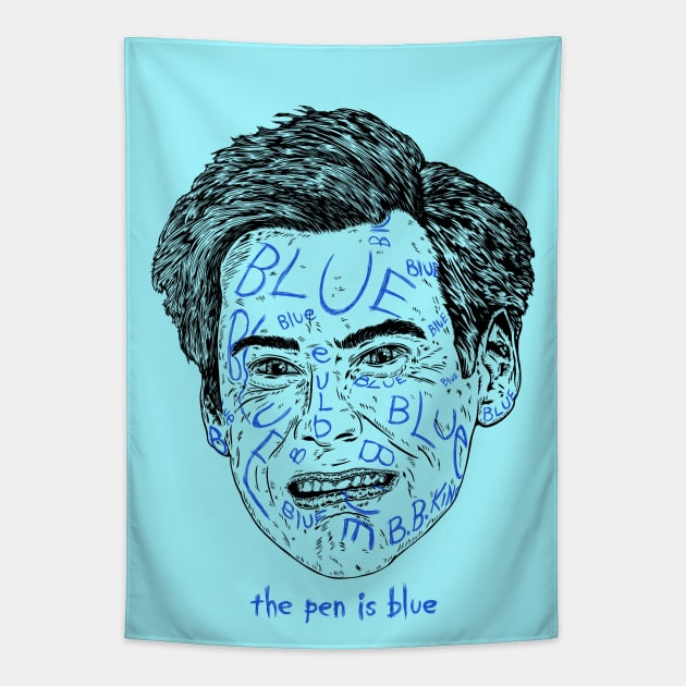 The Pen is Blue Tapestry by gubbydesign