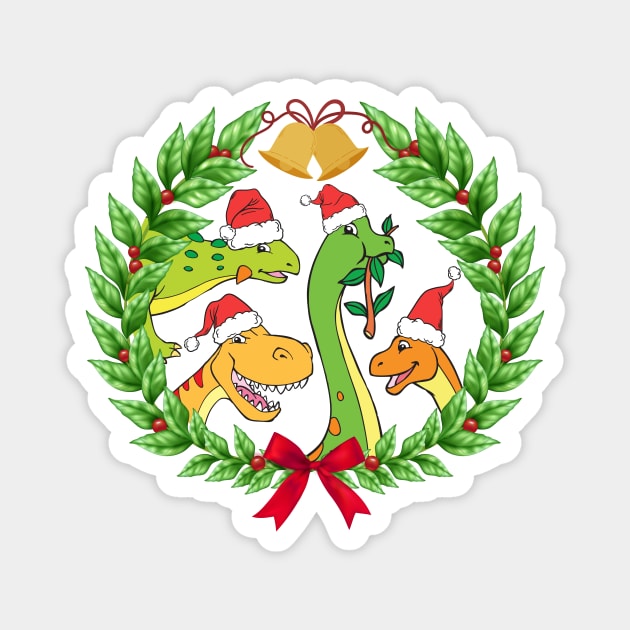 Cute Dinosaur Christmas Santa Hats Magnet by samshirts